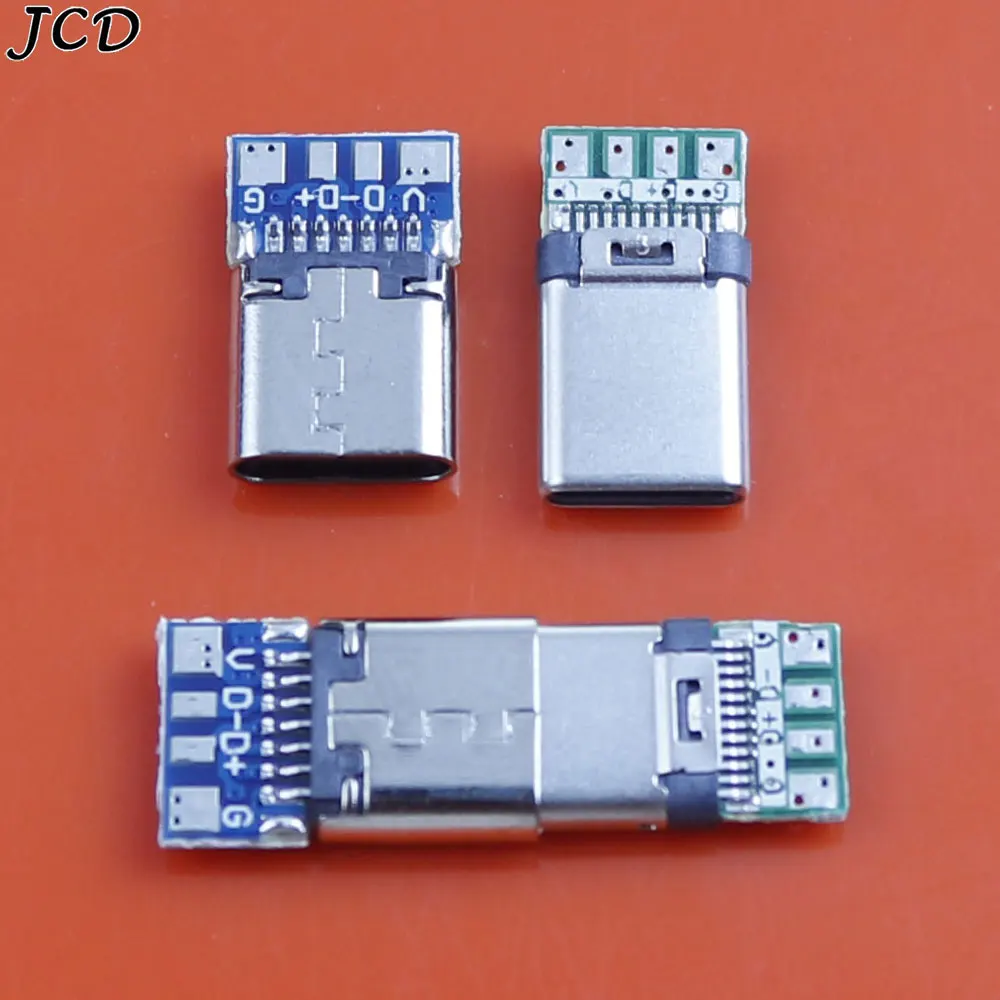 JCD 2PCS USB 3.1 Type C Connector Male/Female Socket Receptacle Adapter to Solder Wire & Cable 24 Pins Support PCB Board