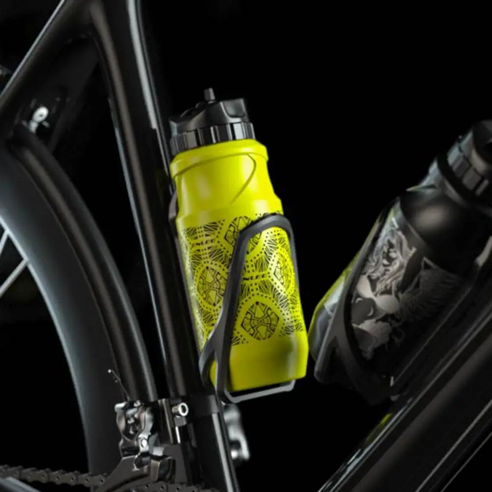 650ml Bicycle Water Bottle Toggle Type Water Leak Proof Abstract Print Cycling Water Kettle for Outdoor