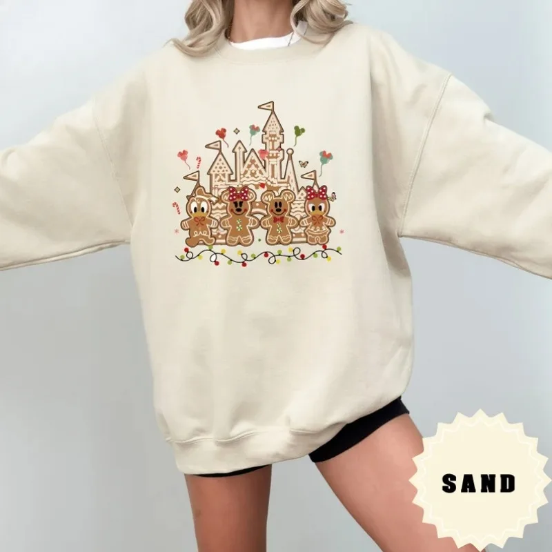 

Disney Mickey Friends Christmas Sweatshirt Women's Men Cotton Hoodies Pullover Autumn Winter Fleece Oversized Unisex Tops Coats