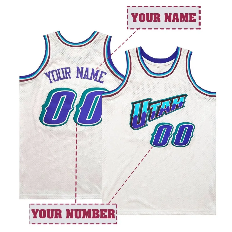 

Customizable Utah-Themed Basketball Jersey Crew Neck Sleeveless Sports Style Loose Fit Embroidered Name&Number for Men and Women