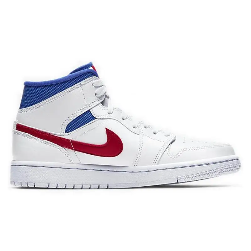 Nike Jordan 1 Mid White Red Royal Women's Sneakers shoes BQ6472-164