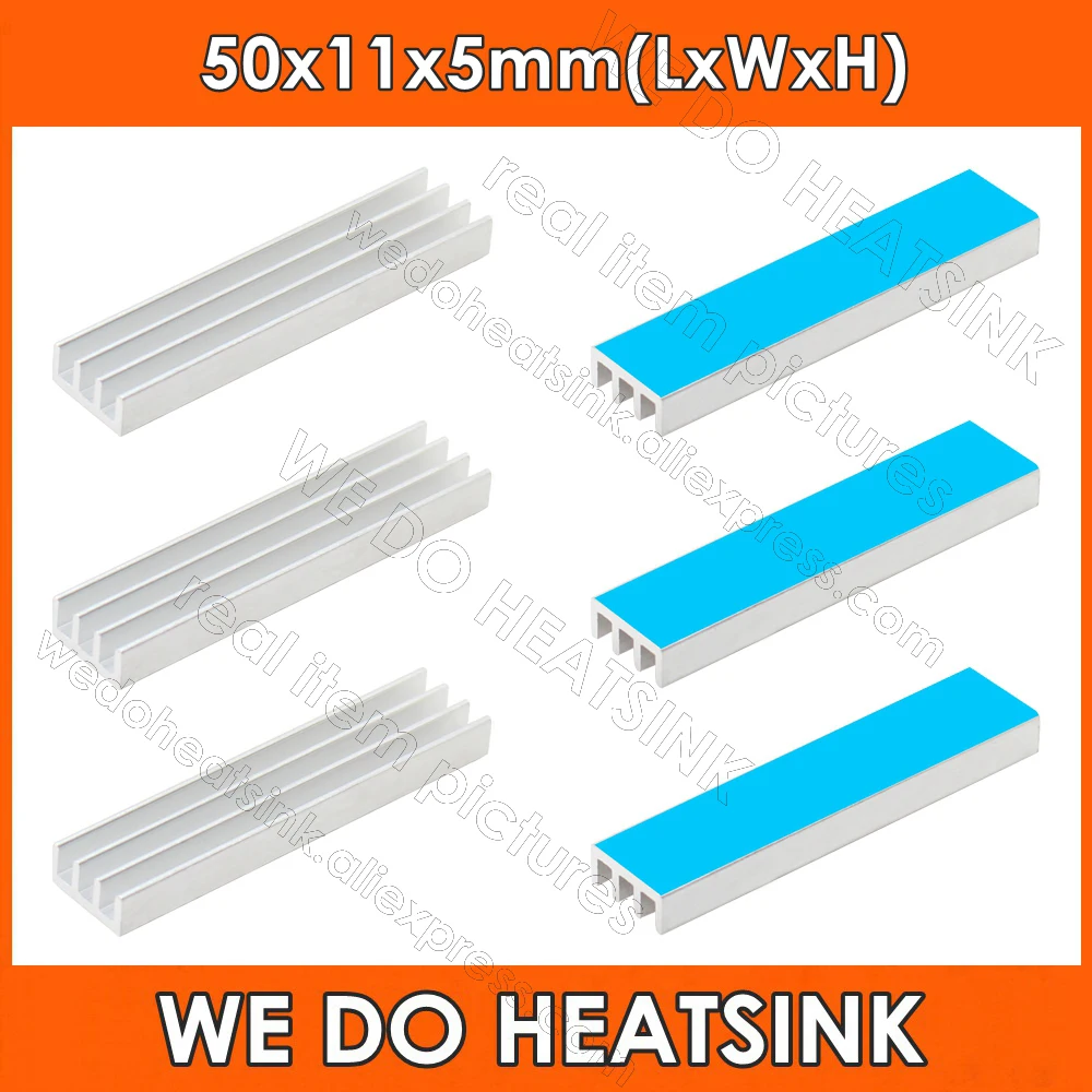 

Wholesale 50x11x5mm Long DIP40 DIP28 Silver Aluminum Heatsink Cooler Radiator With Thermal Conductive Heat Transfer Adhesive Pad