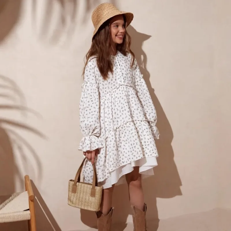 

2025 ins Russian girls spring and autumn cotton lace patchwork cake dress princess fashionable JK dresses