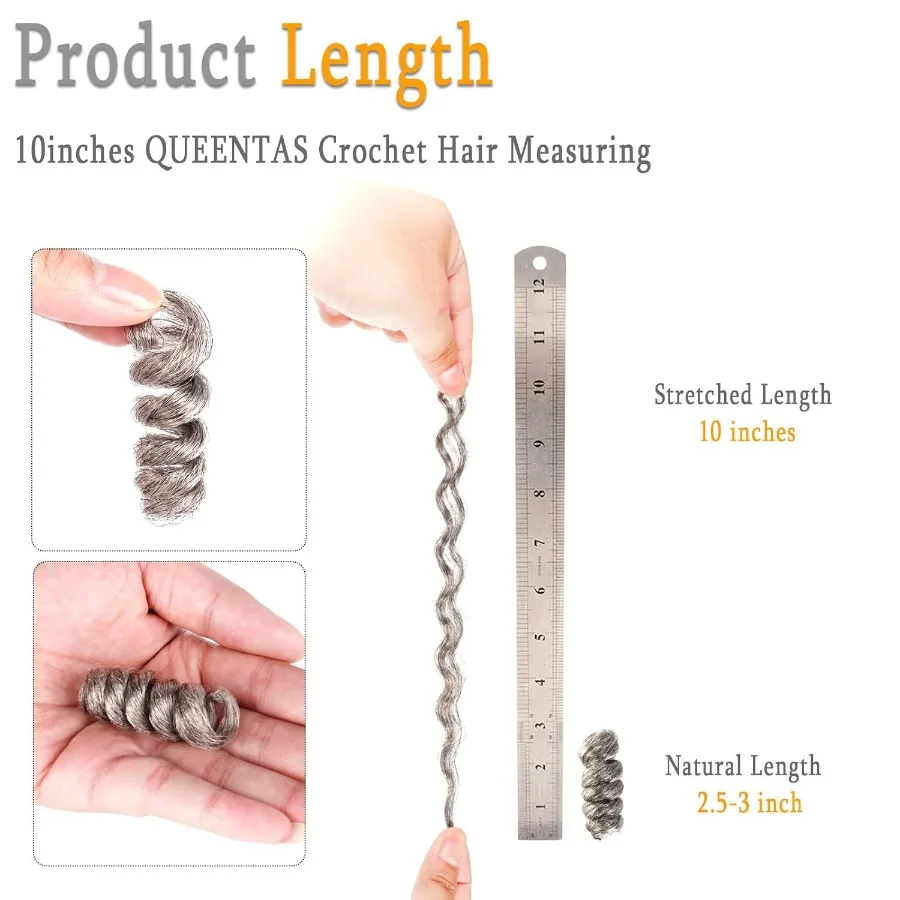 Paquete de 3 extensiones de cabello de ganchillo rizado de rebote jamaicano para mujeres negras, pelo de ganchillo gris sintético Afro Passion Twis, 10 pulgadas