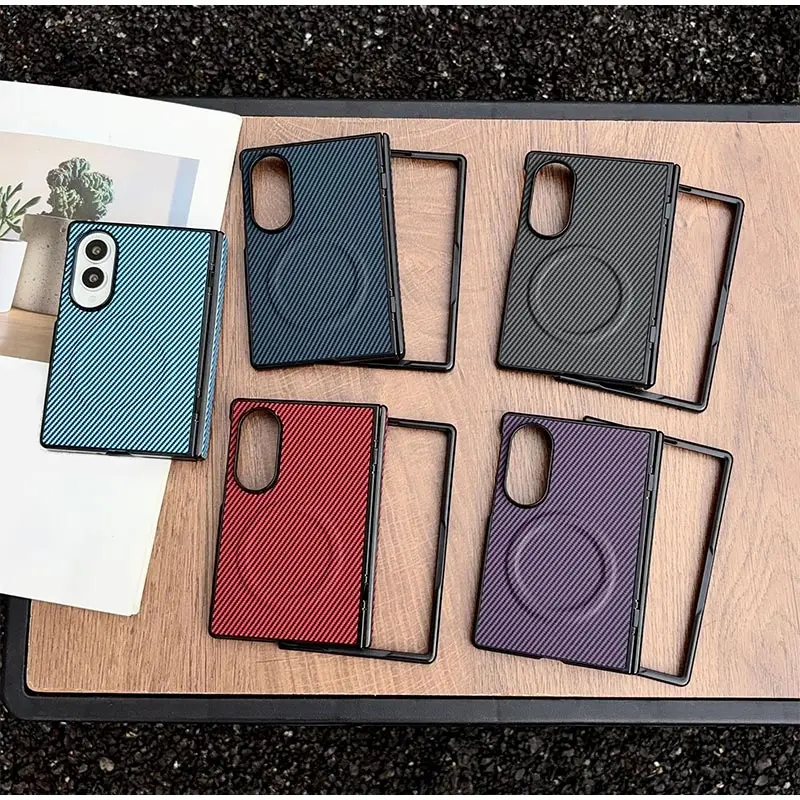 For Samsung Galaxy Z Fold 8 Ultra Phone Case With Central Axis Rebound Ultra-thin Magnetic Shockproof Magsafe Carbon Fiber Case