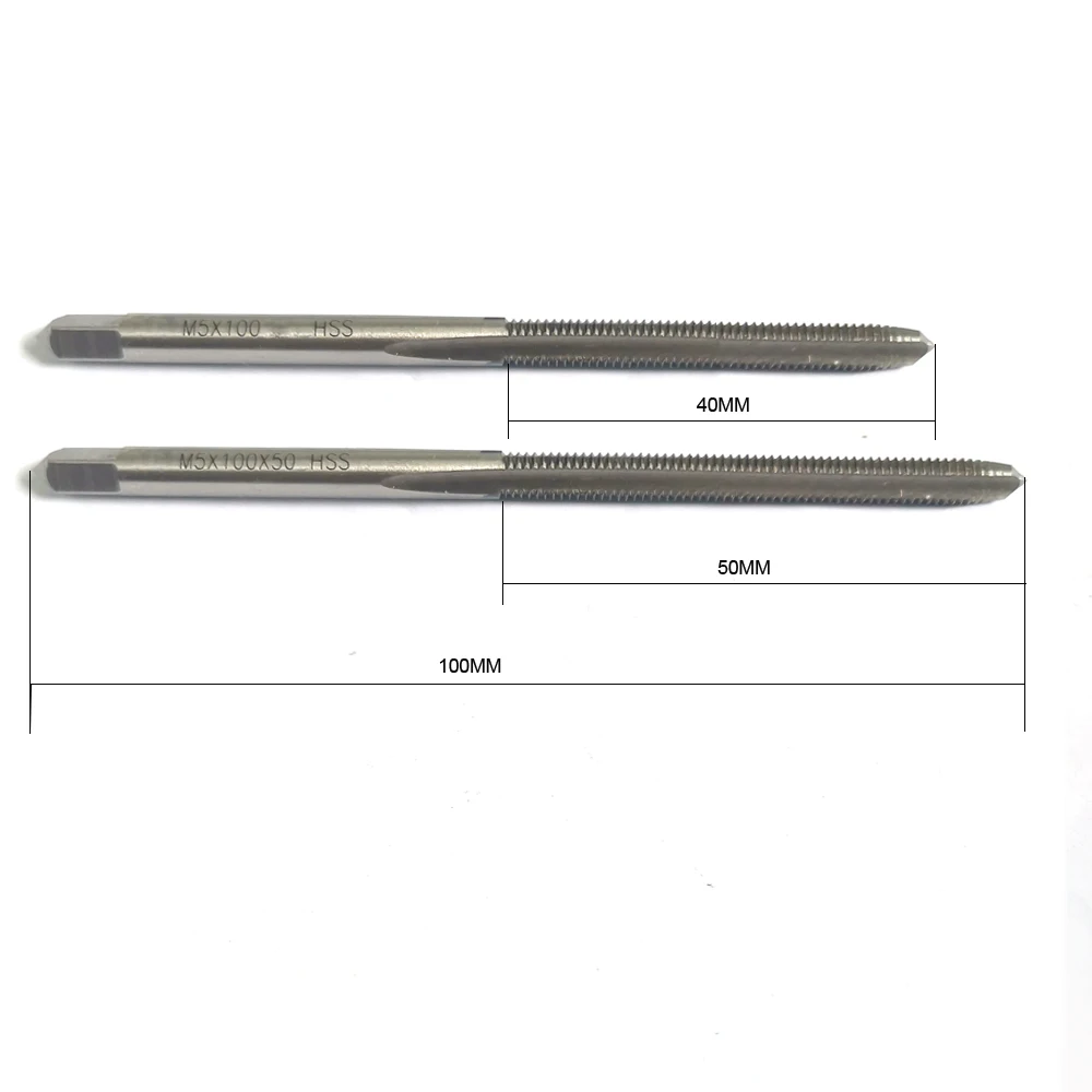 HSS Long handle Shank Tap extended Thread M3 M4 M5 M6 M8 100MM 40MM 50MM Thread Length Straight Flute taps for Deep hole