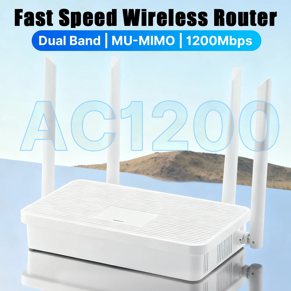 FENVI AC1200 WiFi Router Dual Band Gigabit Port 4 Antennas Strong Signal Smart Lan Router US/EU Plug for Home Wireless Internet