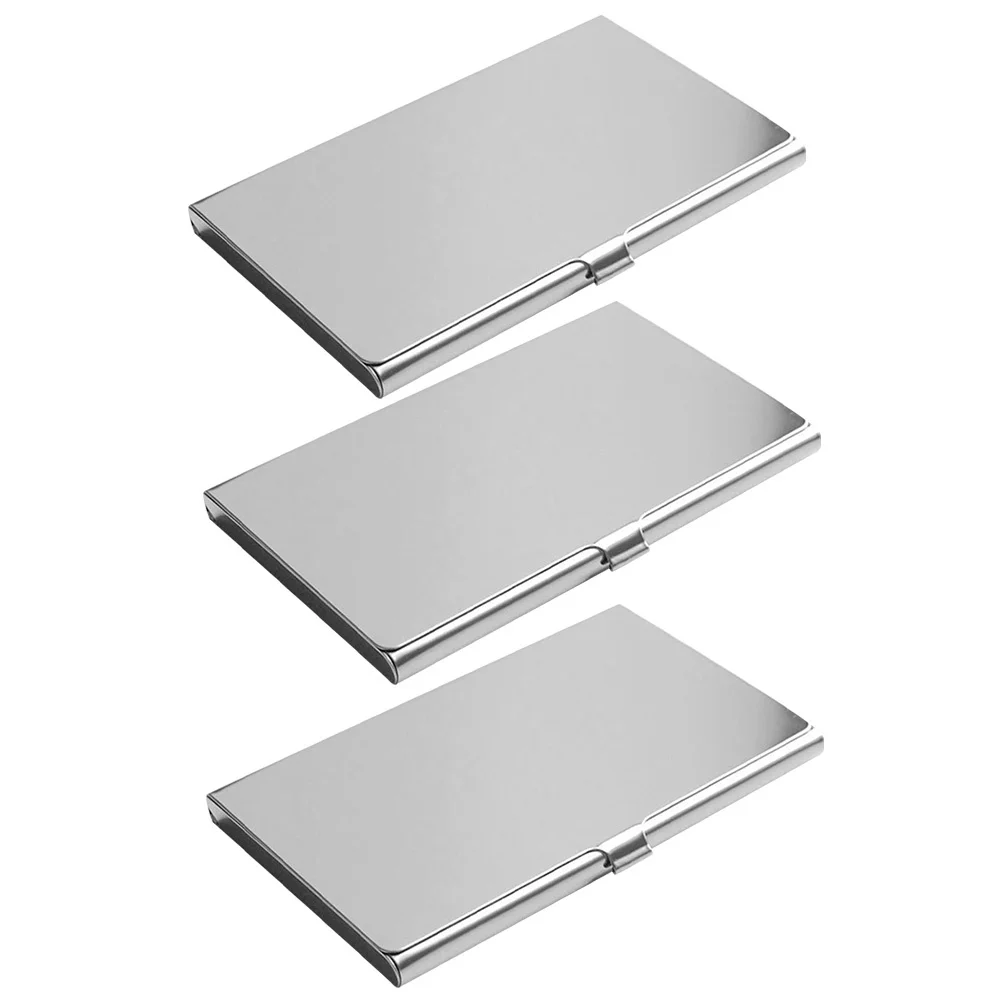 3 قطعة حامل الأعمال الفولاذ المقاوم للصدأ سليم حافظة اسم معدنية للرجال النساء المحمولة بطاقة الائتمان الناقل المحفظة المنظم خمر