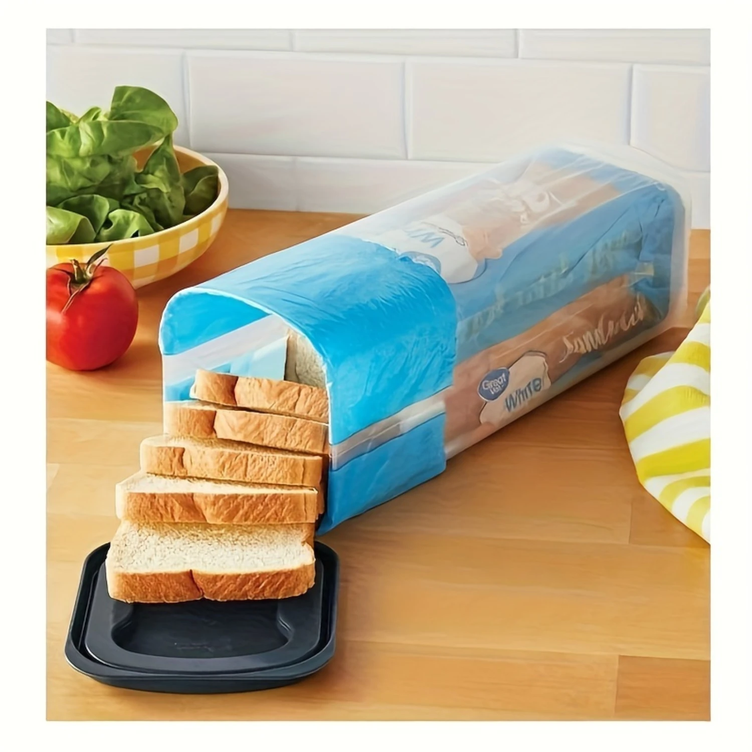 1pc Innovative Design Plastic Bread Box with Clip-on Lid, Rectangular Fresh-Keeping Bread  Container, Reusable , Keeps Bread Fre