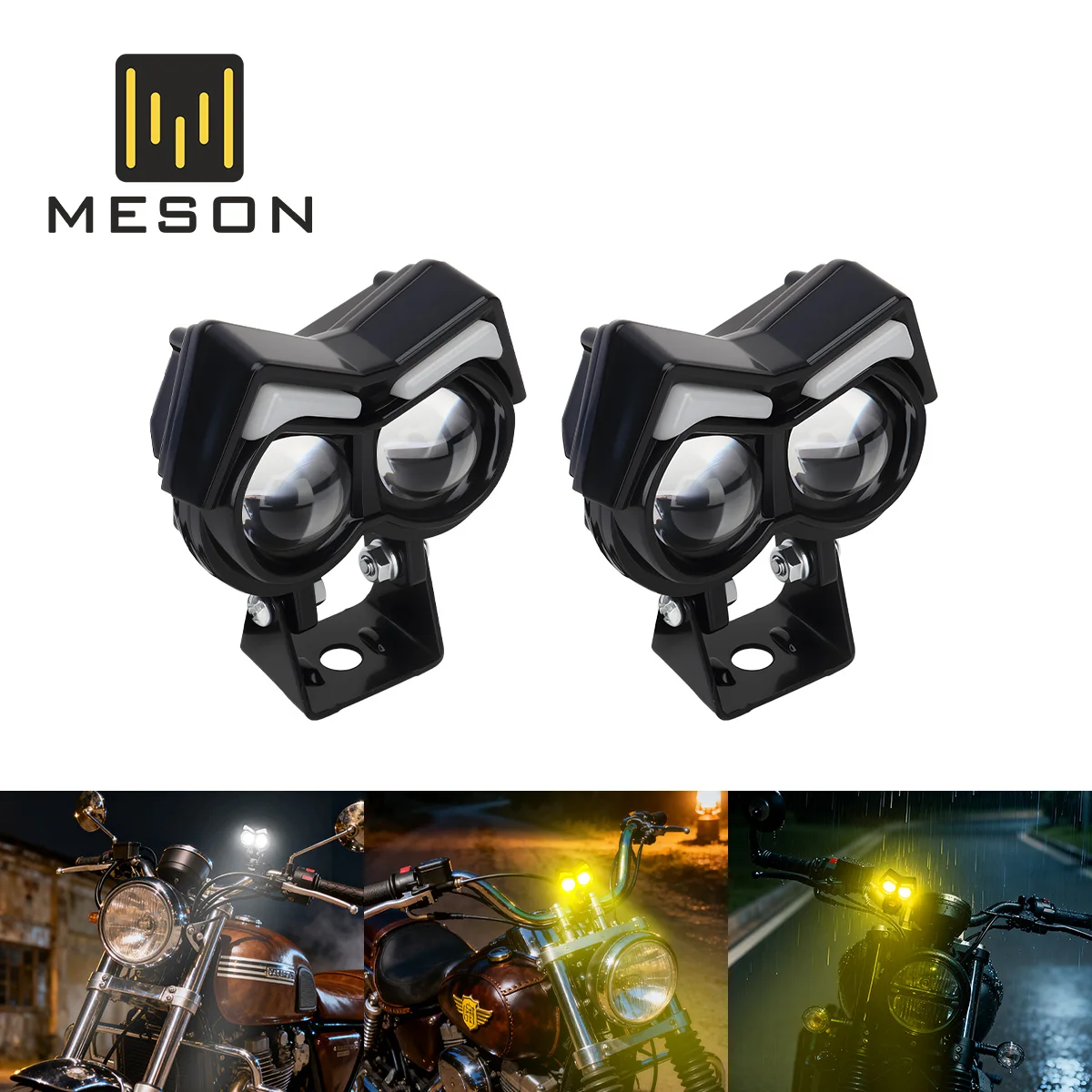

1/2PCS Motorcycle LED Spotlight Dual Color Hi/Low Beam Fog Lamps RGB Super Bright Headlight Driving Light Motorcycle Accessories