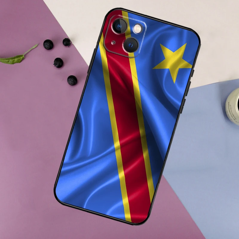 Congo Democratic Republic Flag Case For iPhone 16 15 14 13 12 11 Pro Max Mini X XR XS Max 7 8 Plus 2 Bumper Cases Cover