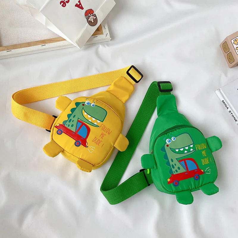 1pc Cute Cartoon Toddler Baby Harness Outdoor Travel Backpack Children's Bags Unisex Cross-body Handsome Dinosaur Chest Bag 2022