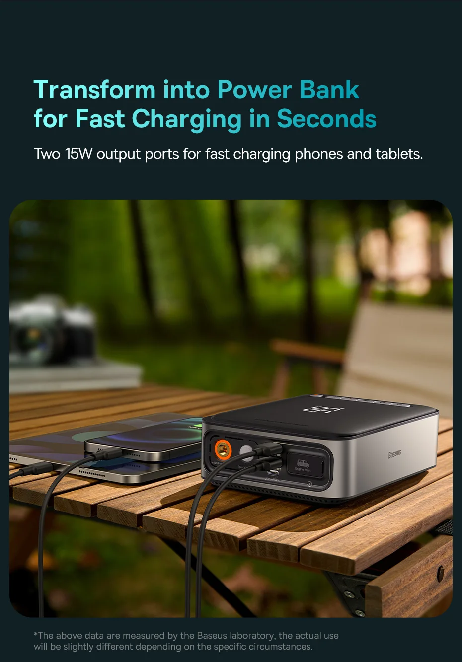 Baseus 1000A Auto-Starthilfe Powerbank 2-in-1 mit Luftpumpe, tragbarer Auto-Batterie-Booster für Notstartgeräte im Auto – Detail 21
