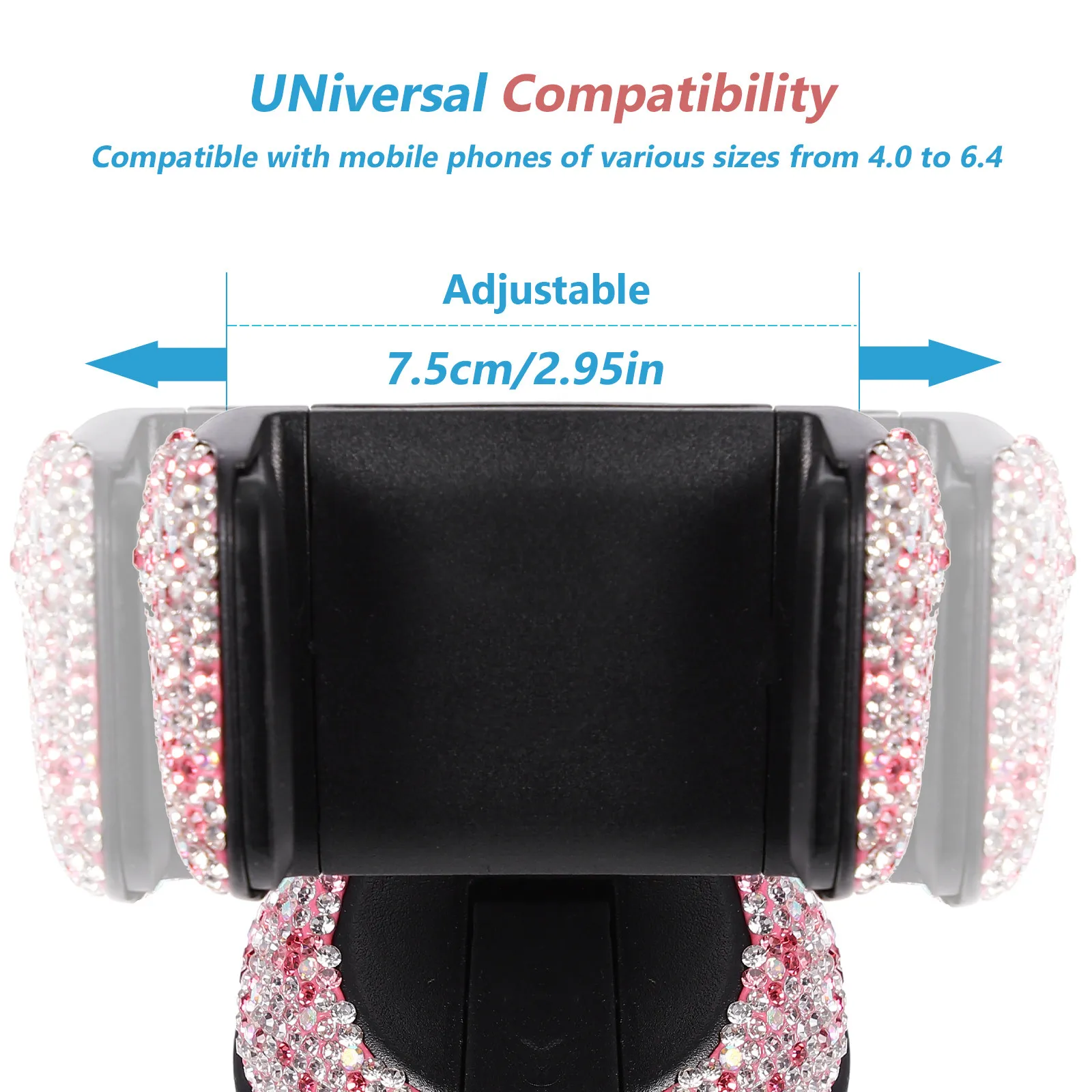 1Pcs Phone Rack Rhinestone Car Dashboard Suction Cup Phone Holder Air Vent Navigation Stand for 4.0-6.4 Inch Smartphones