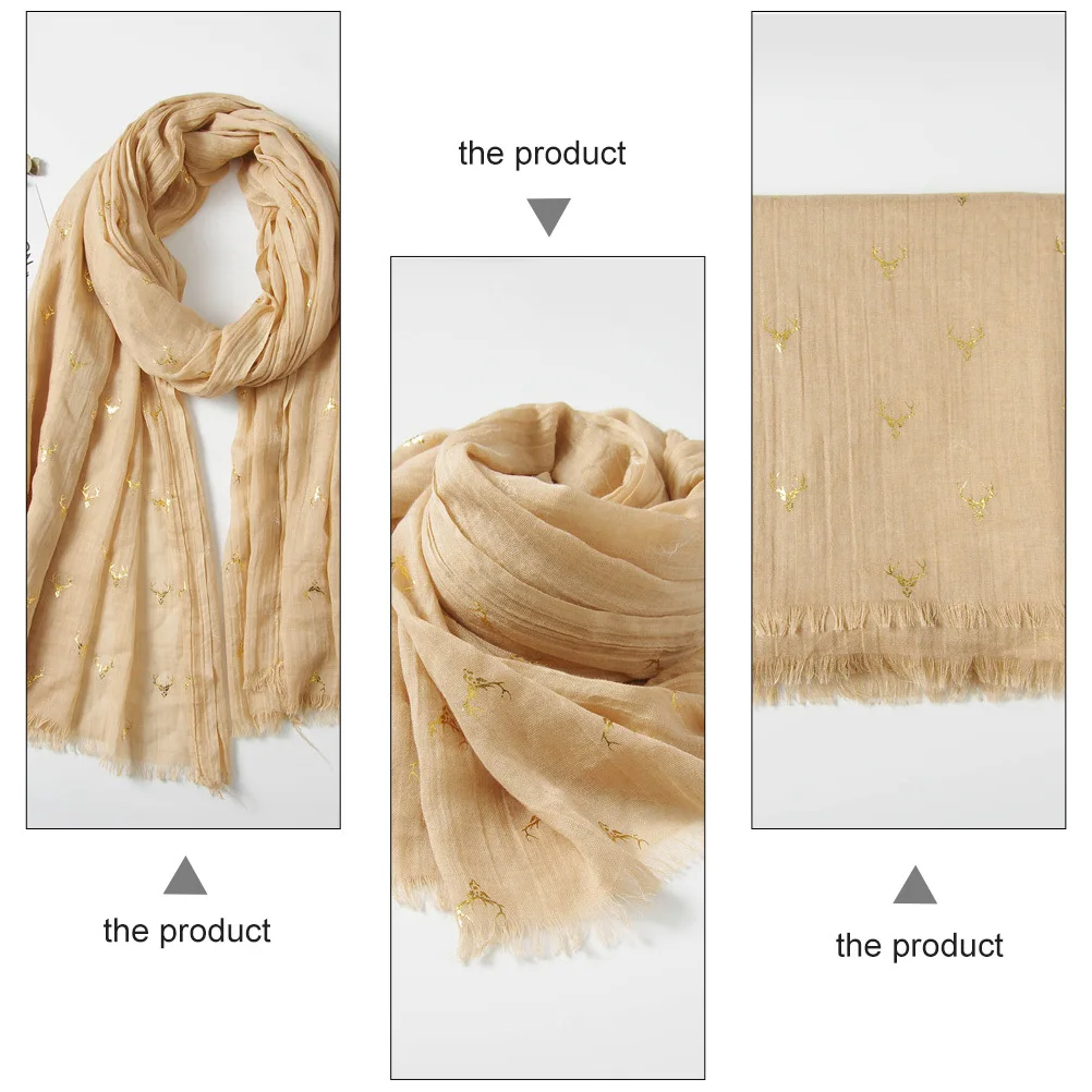 

Christmas Deer Scarf Warm Soft Cotton Linen Winter Accessory Stylish Gift for Holiday Fashion Elegant Look Comfortable All-Day