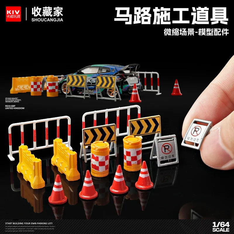 

1:64 Anime traffic barricades Figure Mini Doll Model miniature Photography props Scene Model DIY Sand table landscaping ornament
