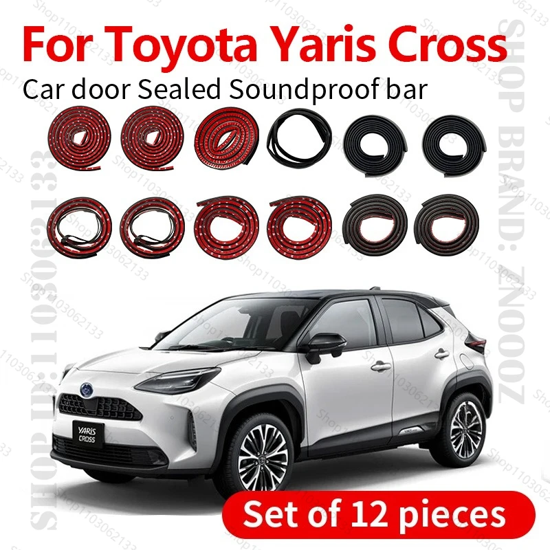 For Toyota Yaris Cross Car Door Seal Strip Rubber Double Layer Sealing Protector Soundproof Strip Dustproof Seal Strip 12 PCS