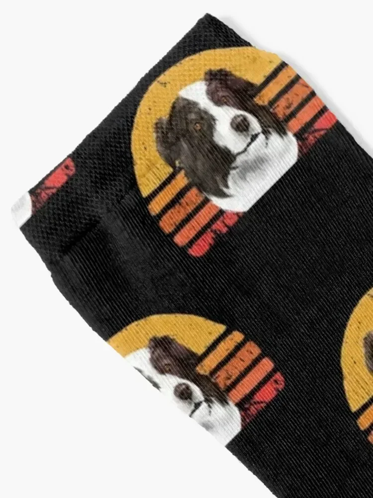 Border Collie Vintage, Retro Border Sunset, Mom, Dad, Owner, Colli Socks Crossfit warm winter Socks For Girls Men's