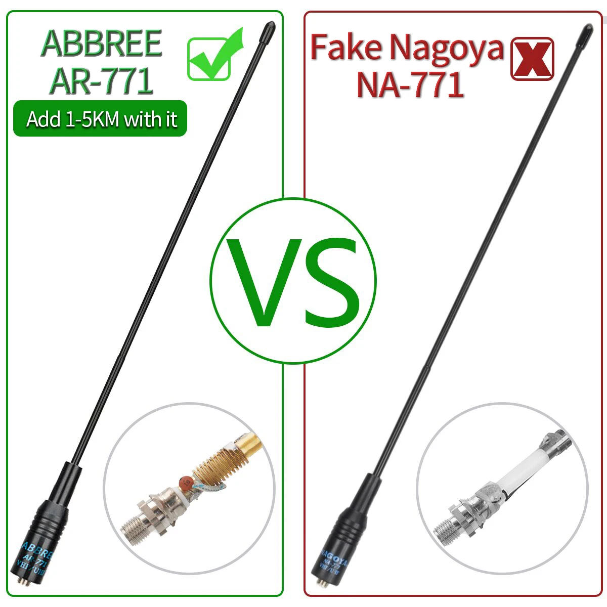 ABBREE AR-771 Antena SMA doble banda 144/430MHz para walkie talkie