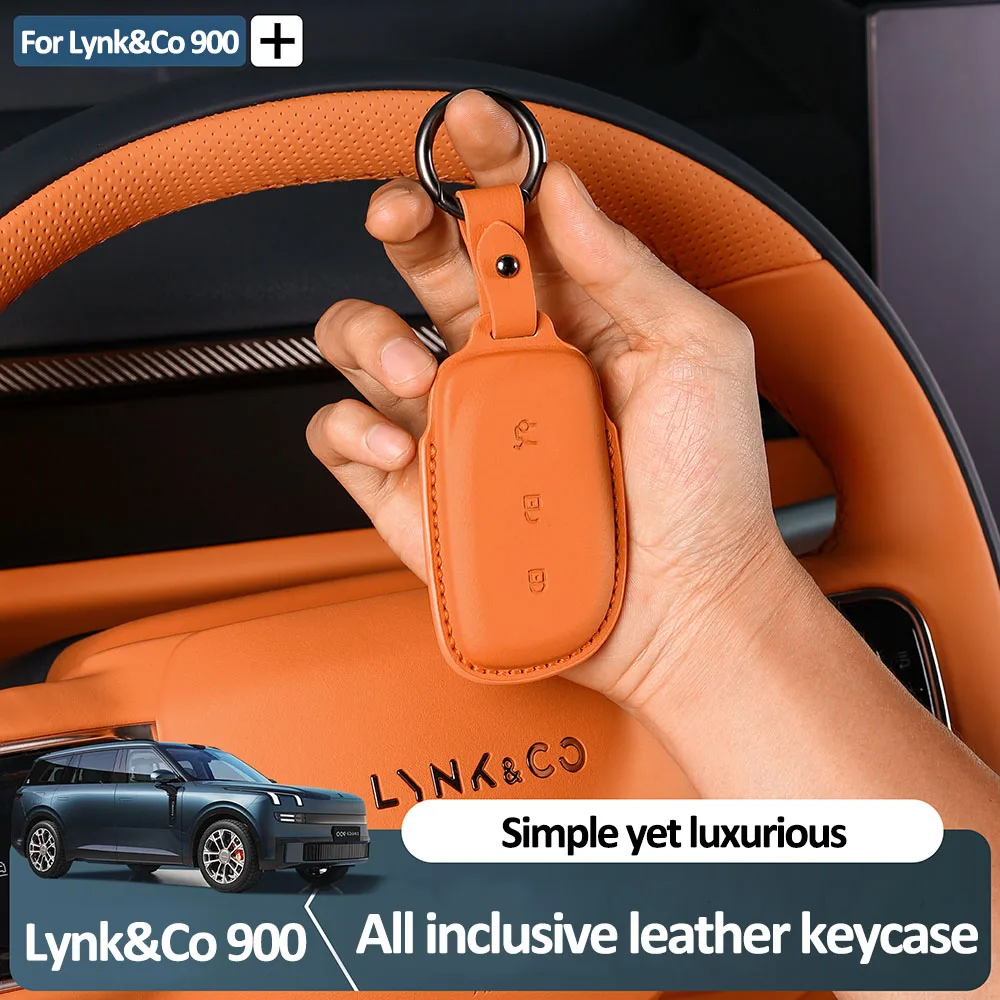 

Для Lynk & Co 900 2025, набор кожаных ключей «все включено», аксессуары для модификации автомобиля, высококачественный оригинальный цветной защитный чехол для автомобильных ключей