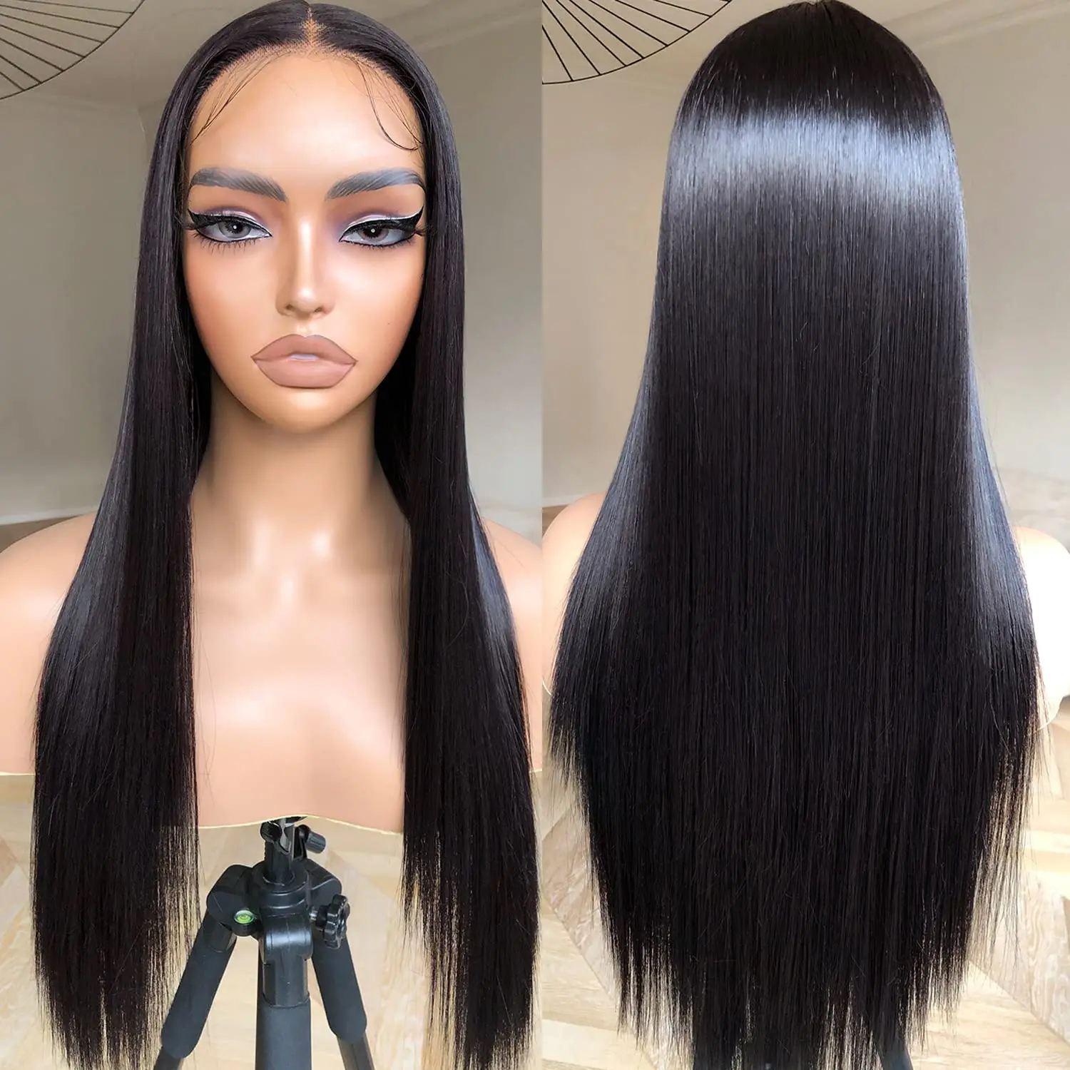 

Straight Lace Front Wig Pre Plucked, Synthetic Lace Front Wig Pre Plucked Ready to Wear, HD Glueless Wigs Natural Hairline Wigs