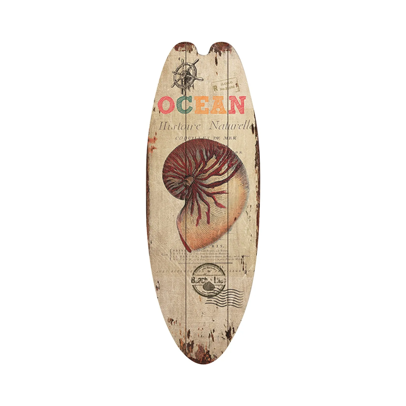 Beach Ocean Theme Surfboard Wooden Leisure Home Party Festival Hanging Decoration Bar Home Wall Retro Decor Wooden Print Sign