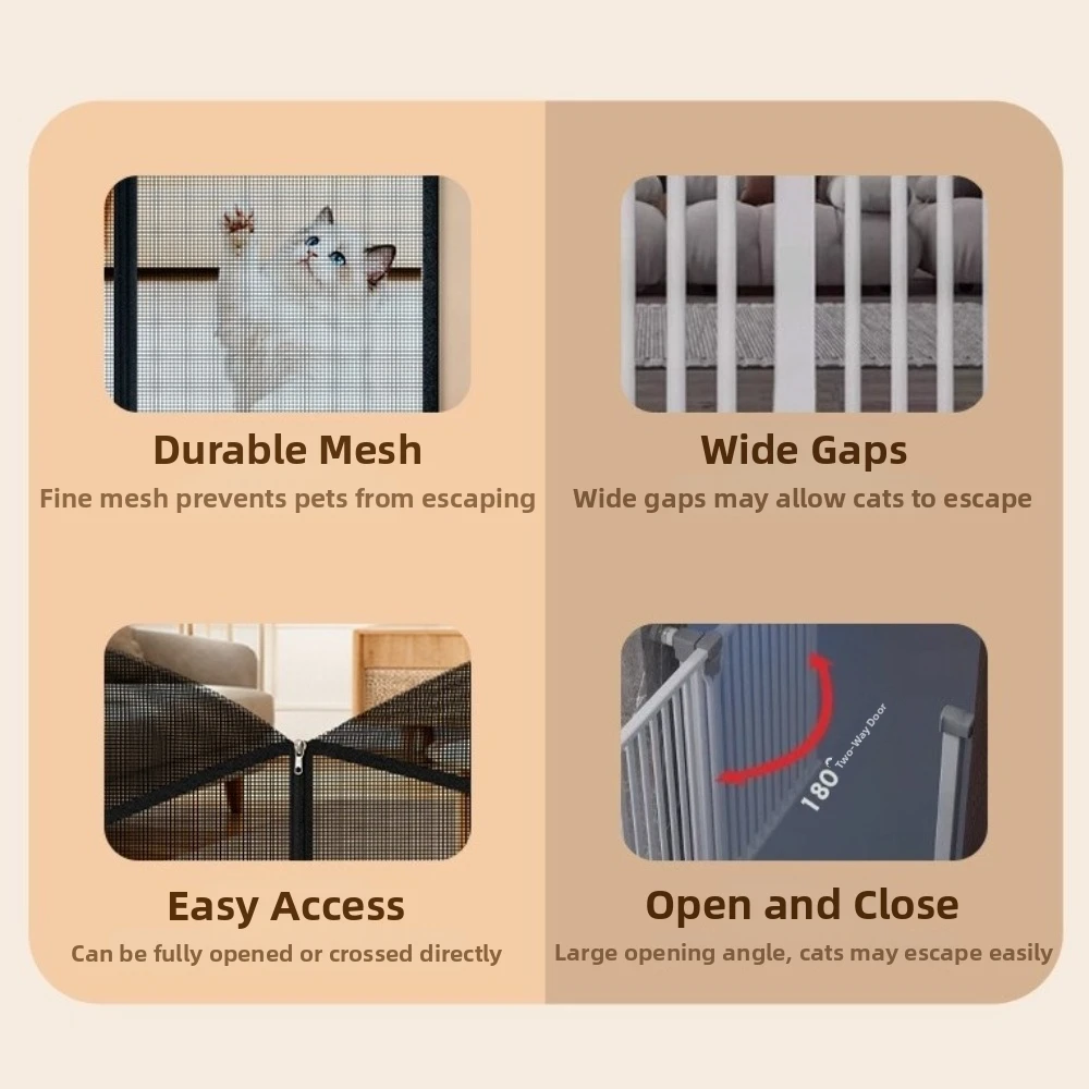 New Metal Mesh Dog Barrier Fences Breathable with Zipper Pet Isolated Gate Easy to Install Folding Net Stairs Gate Home Use