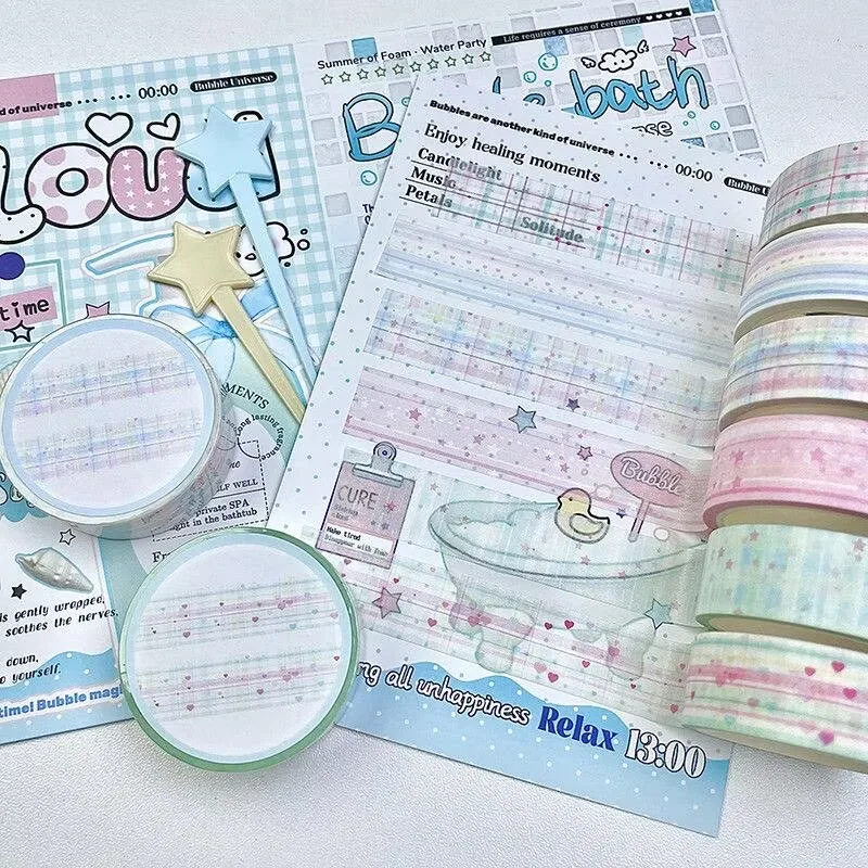 MINKYS 6 unids/lote cinta decorativa básica Linda cinta Washi decorativa creativa de dibujos animados papelería escolar