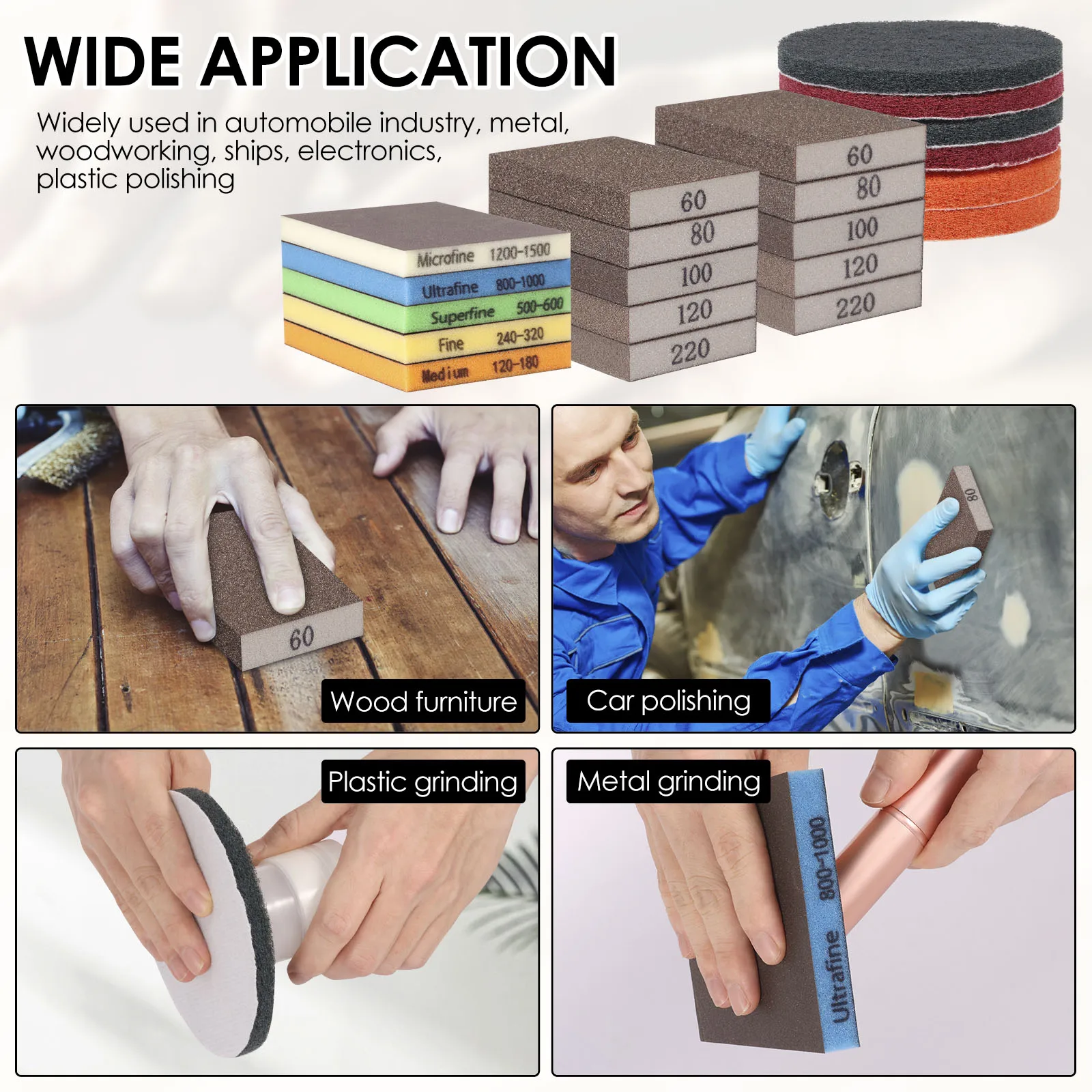 23Pcs Sanding Sponge Assortment Set Multi Grit Reusable Rectangle Car Polishing Sanding Sponge Sandpaper Block Wet and Dry Use
