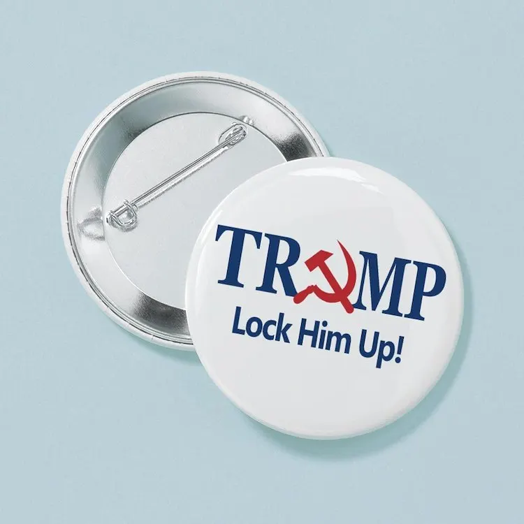 Lock Him Up Button Brooch Cartoon Creative Clothes Jewelry Women  Gift Hat Cute Badge Lapel Pin