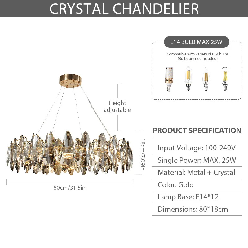 Noordse LED Kristallen Plafondlampen Gouden Luxe Verlichting Eetkamer Woonkamer Slaapkamer Eilandlamp Binnen LED hanglamp - afbeelding 1