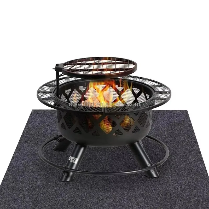 2026 Customize Under Grill Mats Double-Sided Fireproof Deck Patio Protector Mat Oil-Proof BBQ Floor Pad Indoor Fire Pit Fireplac