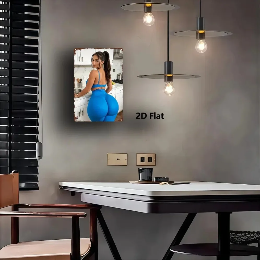 خمر جدار معدني الفن الرجعية سيدة اللباس الأزرق تسجيل 8x12 بوصة الحديد ديكور