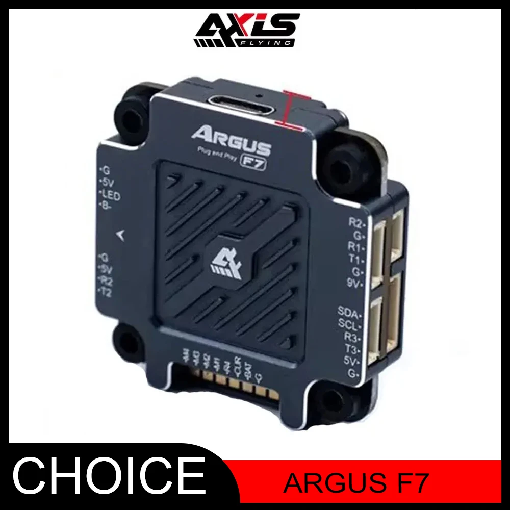 

Контроллер полета Plug-and-Play Axisflying ARGUS PRO F7 — металлический корпус с ЧПУ | Черная коробка 16М | Двойной BEC для FPV дронов