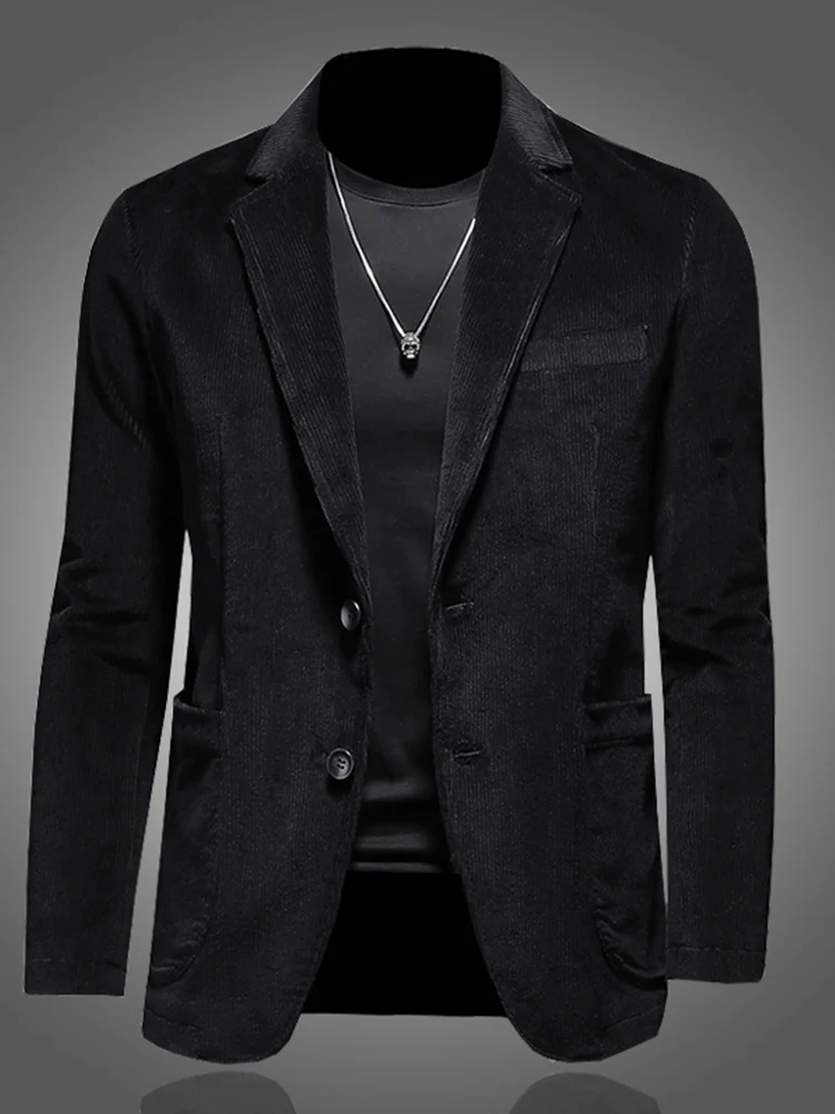 

High Quali Corduroy Men's Casual Suit Jaet ort Sle Autumn Winter Faion Slim Fit Busin Casual Cotton Blend Coat