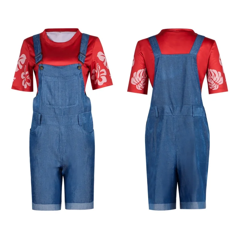Cartoon Movie Cosplay Costume Girls T-Shirt Jeans Rompers Set Children Birthday Halloween Party Princess Carnival Outfits Suit