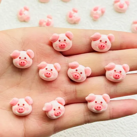 20 Pcs 새로운 Kawaii 만화 동물 돼지 수지 플랫 다시 만화 스크랩북 입상 DIY 활 장식 액세서리 공예 A69
