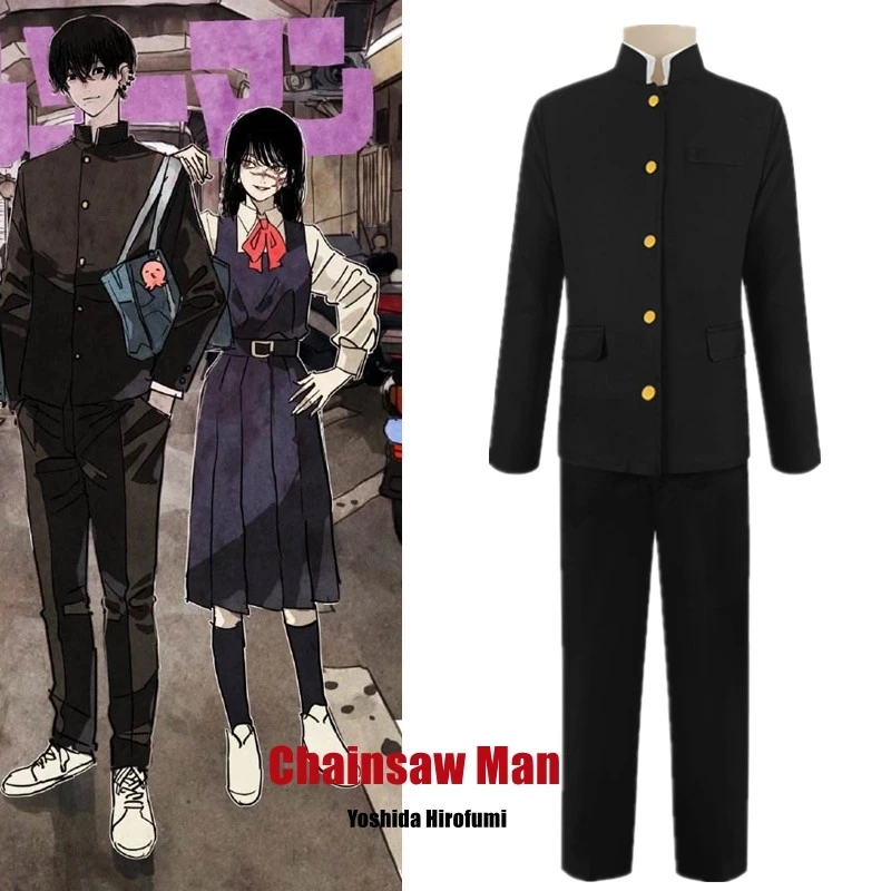 Anime Chainsaw Man Yoshida Hirofumi Cosplay Costume Black Jacket Pants Suit Uniform Octopus Devil War Halloween Carnival Clothes