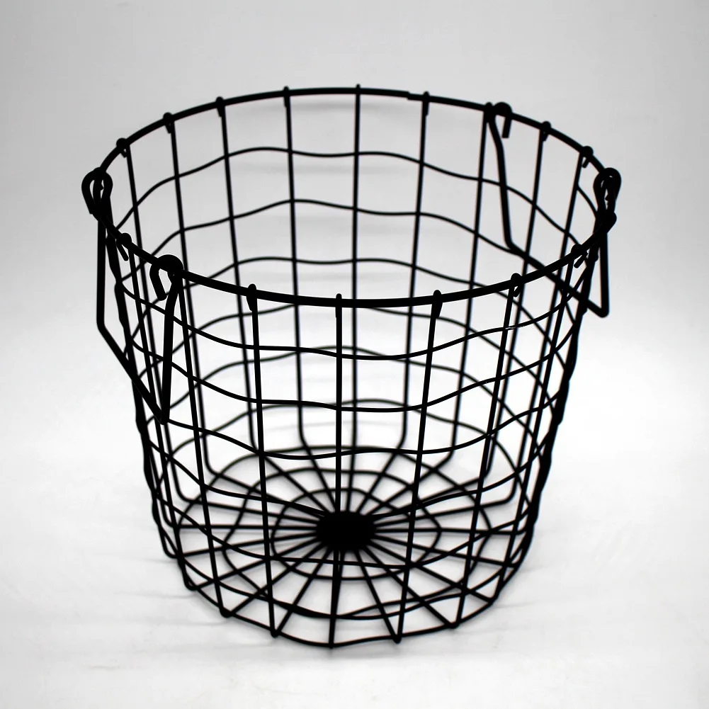 Vintage Nordic Style Woven Iron Storage Basket Tabletop Storage Basket Black Storage Basket Grid Laundry Basket Home