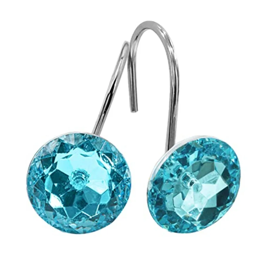 

Набор из 24 металлических крючков для душевых шторок цвета бирюзовый синий, для тюркоазовых и аква-синих шторок, нержавеющие кольца для душевых шторок