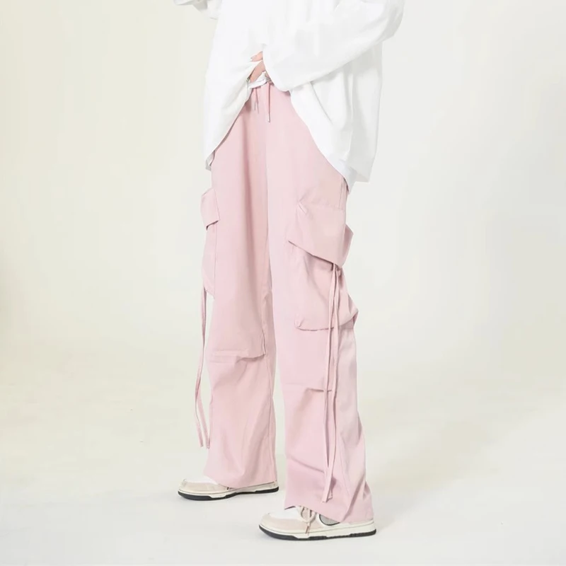 

American Sle Paratrooper Casual Bla Work Pants Multi-ket Design Wide Leg Loose Fit Sports Long Trousers for Men