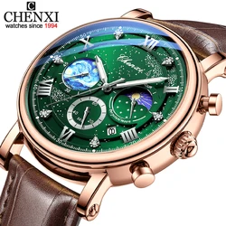 CHENXI Brand Men Watches Luxury Leather Strap Waterproof Sport Quartz Chronograph Military Watch Men Clock Relogio Masculino