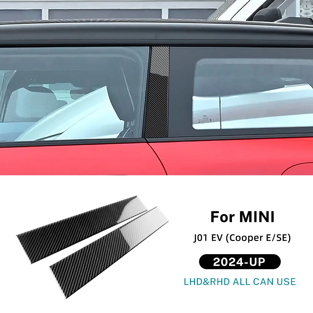 

Car B Pillars Sticker For BMW Mini Cooper Electeric EV J01 E SE 2024 2025 Exterior Panel Real Soft Carbon Fiber Accessories