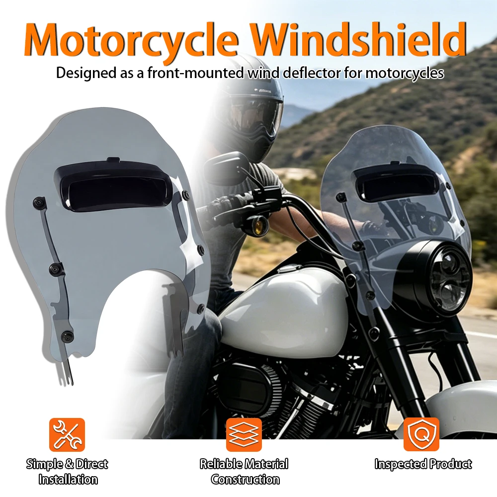 

Clear/Smoke Grey/Black Windscreen Windshield Adjustable Deflector With Installation Hardware For Harley Road King FLHR 1994-2022
