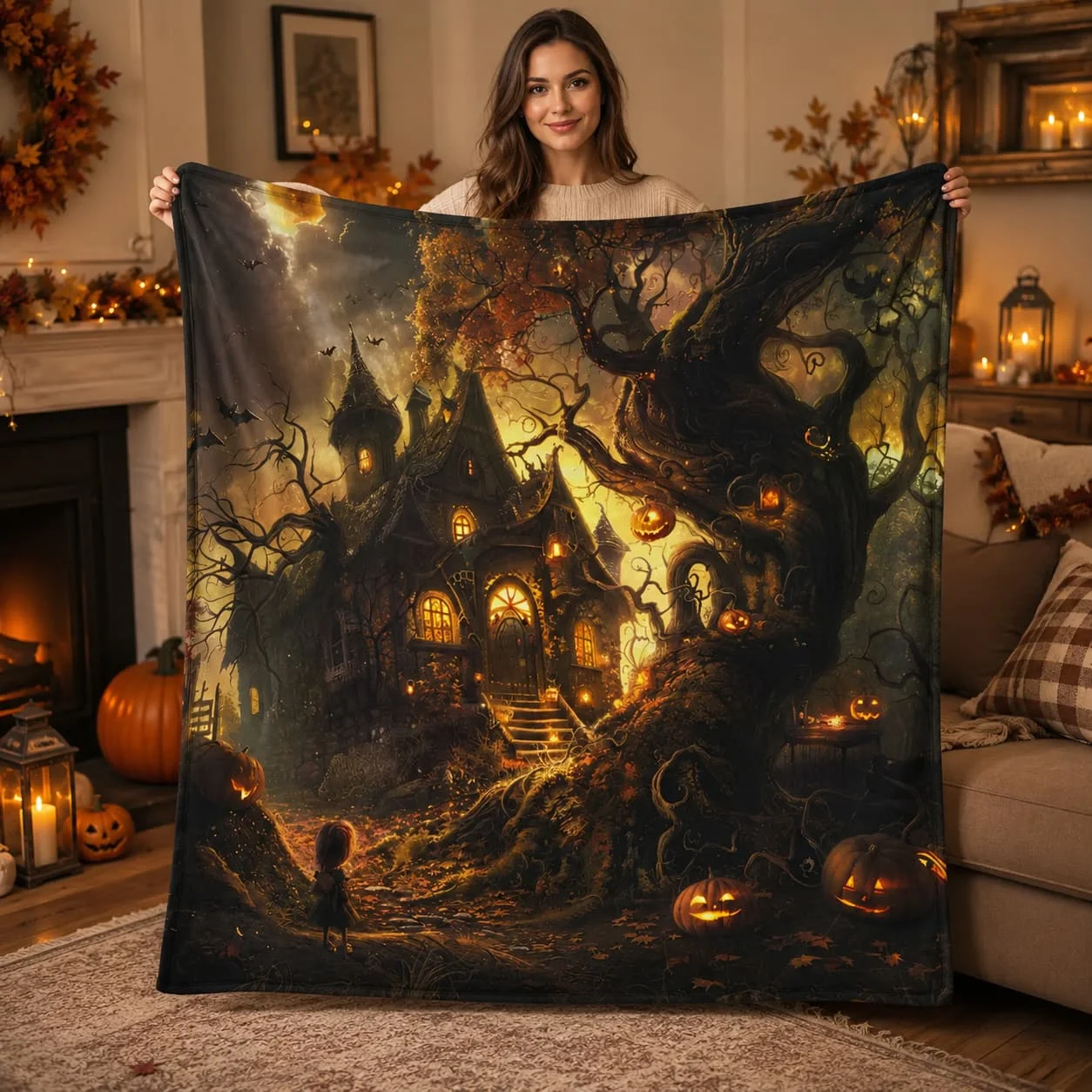 Haunted House Halloween Blanket: Soft, Spooky Fall Throw