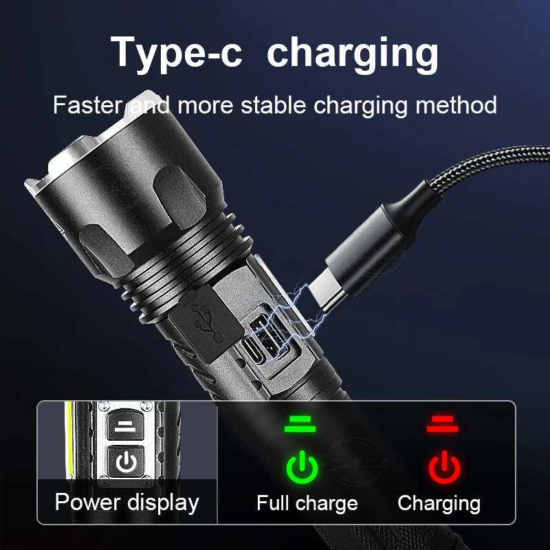 High Power LED Flashlights XHP300 Powerful Torch Tactical Flashlight Rechargeable Flash Light Hunting Camping Fishing Handlight