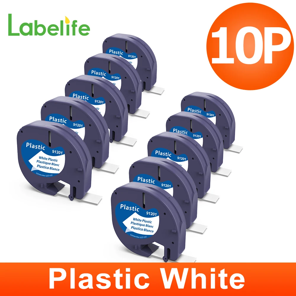 10/3/5PCS 91201 12267 91200 Compatible for DYMO LetraTag Label Tapes Black on White 16951 91203 Plastic Tape for LT-100H LT-100T