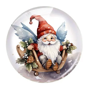 Handmade Christmas X-mas Winter Gnomies Photo Glass Cabochon Charms Flatback Demo Flat Back Cameo For Diy Jewelry Making