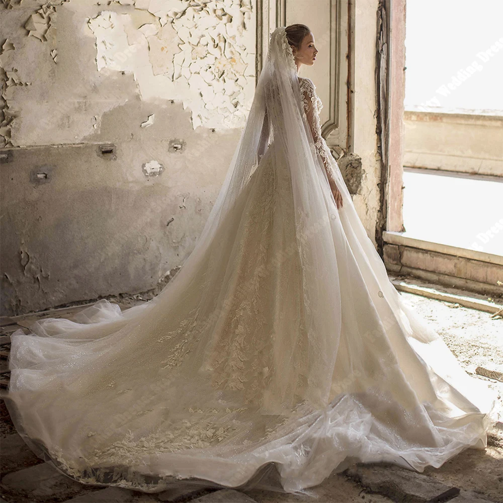 Abiti da sposa da donna Sexy con scollo a v per fidanzamento lungo Puff Tulle a-line abiti da sposa abiti da ballo di fidanzamento su misura De Mariee