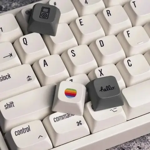 Mac Apple Style Keycaps, XDA Height, PBT, Heat Sublimation, Minimalist White Mechanical Keyboard for Cherry MX Switch DIY